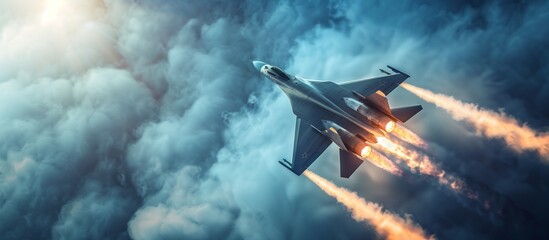 A fighter jet soaring through the sky at high speed, Ai generate