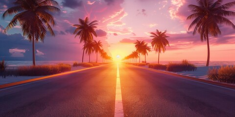 road going into the horizon near the beach © Gnublin