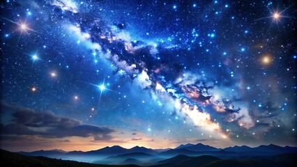 Fototapeta premium Milky Way Over Mountain Landscape.