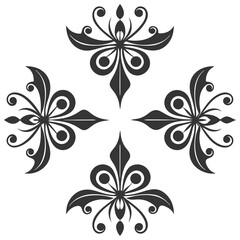 Set  of decorative Divider Line vector silhouette illustration on white background