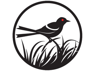 Weaver Wings Black Bird Nest Logo Feathered Nesting Vector Bird Icon Pro Vector