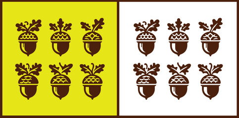 acorn icon set Oak nut Oak seed Oak apple collection Vector illustration