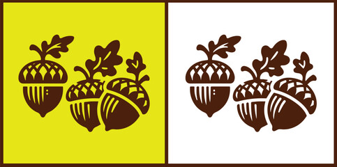 acorn icon set Oak nut Oak seed Oak apple collection Vector illustration
