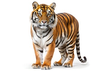 Obraz premium Bengal Tiger Standing on White Background.