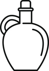 Traditional bottle with handle for oil or vinegar storing, simple black and white icon