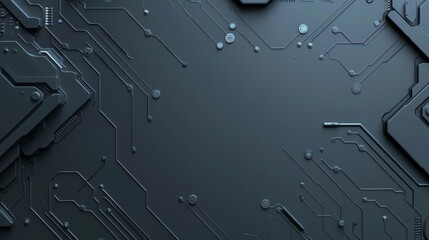 Abstract Tech Background with Circuitry - Abstract technology background with  circuitry pattern design.  Grey and dark futuristic background