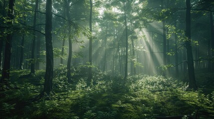 Fototapeta premium Verdant forests in peaceful ambiance