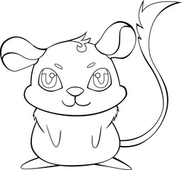Cute Gerbil Line Art for Coloring Page