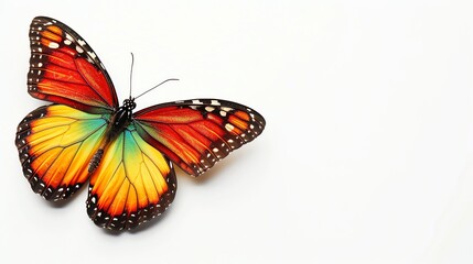 Obraz premium A colorful butterfly with orange, yellow, and green wings.