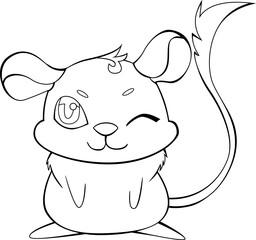 Cute Gerbil Line Art for Coloring Page