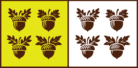 acorn icon set Oak nut Oak seed Oak apple collection Vector illustration