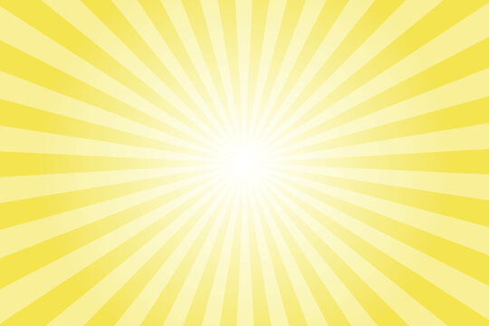 Yellow Background with White Sun Ray. Pattern of Starburst. Abstract Minion Yellow Texture with Light Of Sunburst. Radial Beam of Sunlight. Retro Background with Flash. Design of Sunbeams.
