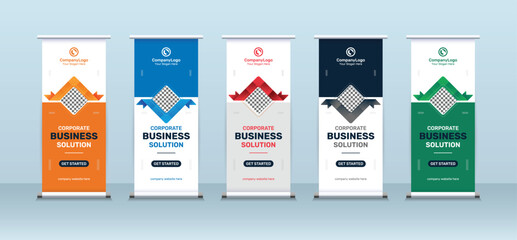 Modern business creative corporate stand banner or business roll up mockup template design