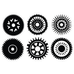 Circular saw silhouette, different circular saw blades vector illustration