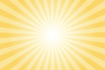 Obraz premium Yellow Background with White Sun Ray. Pattern of Starburst. Abstract Light Orange Yellow Texture with Light of Sunburst. Radial Beam of Sunlight. Retro Background with Flash. Design of Sunbeams.