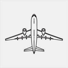 One-line art airplane silhouette vector on a white background