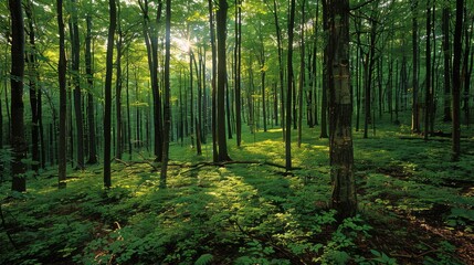 Verdant forests in peaceful ambiance