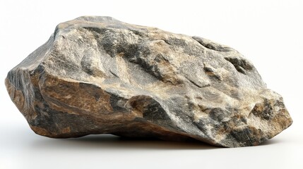 Fototapeta premium close up side view on one single rock on white background