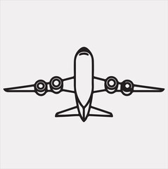 One-line art airplane silhouette vector on a white background