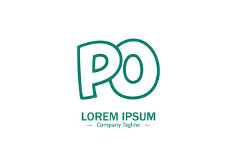 Fototapeta premium Minimal and abstract PO or OP letter logo icon vector outline silhouette