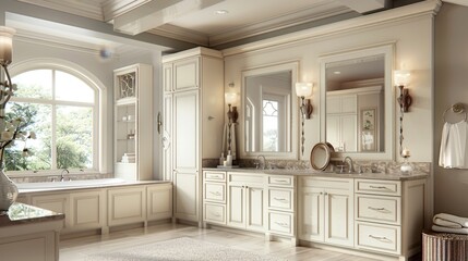 Fototapeta premium Elegant White Bathroom Interior Design.