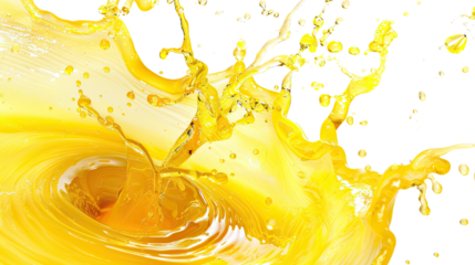 splash of yellow liquid on a transparent background