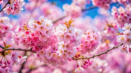 Obraz premium Beautiful cherry blossoms blooming in springtime, cherry blossoms, pink flowers, spring season, nature, blooming, petals, sakura