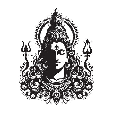 black silhouette mahadev head vector