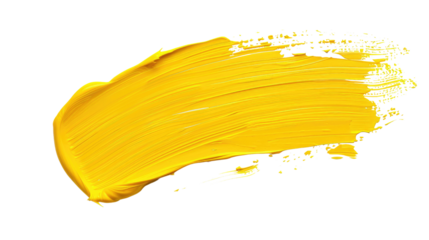 yellow brush stroke on transparent background