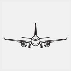 One-line art airplane silhouette vector on a white background