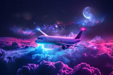 Obraz premium airplane bursting up through clouds