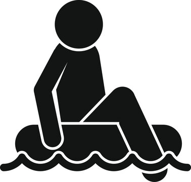 recommend clip art: Simple icon of a man enjoying a relaxing moment, floating on an inflatable ring in the water