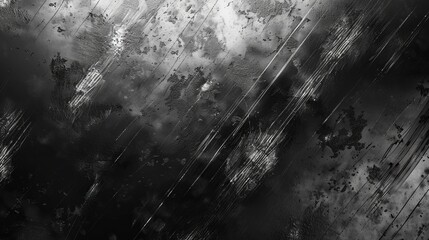 Fototapeta premium An abstract black and white image of a weathered metallic surface, with distinctive scratch and wear patterns, evoking themes of time and decay.