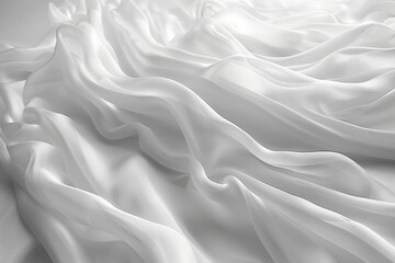 Obraz premium Monochrome white abstract pattern, tissue waves background. Generative AI