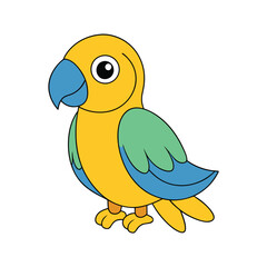 Colorful Cartoon Parrots Clipart Illustration on White Background – Printable Graphics Design