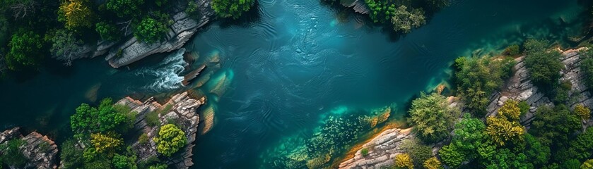 Obraz premium Aerial shot of a serene national park with diverse wildlife and natural landscapes, Realism, HighResolution, Photography, conservation and adventure