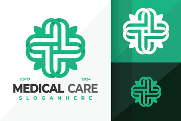 Medical Care Nature Leaf Logo design vector symbol icon illustration