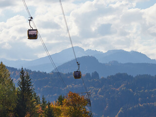 cable cars in the mountains