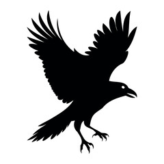 Flying Crow bird silhouette vector illustration perfect for logo design, art projects, and graphic design. Crow Birds Collection