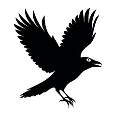 Flying Crow bird silhouette vector illustration perfect for logo design, art projects, and graphic design. Crow Birds Collection