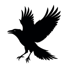 Flying Crow bird silhouette vector illustration perfect for logo design, art projects, and graphic design. Crow Birds Collection