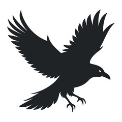 Flying Crow bird silhouette vector illustration perfect for logo design, art projects, and graphic design. Crow Birds Collection