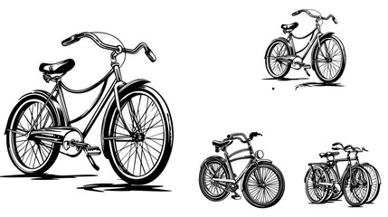 Obraz premium Vintage bicycle drawing,black and white 