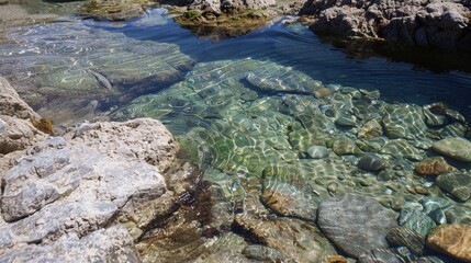 Serene Beach Exploration: Discovering Marine Life in Crystal Clear Tide Pools