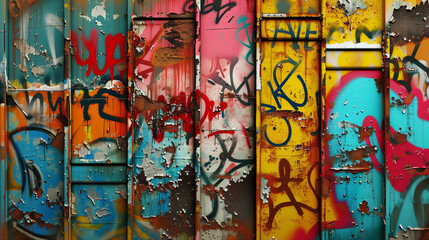 Hand-painted graffiti alphabet on a metal fence