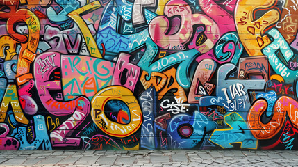 Graffiti alphabet mural on a large wall