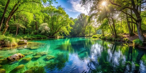 Beautiful natural spring summer defocused panoramic view, nature, landscape, tranquil, scenic, blur, calming, peaceful