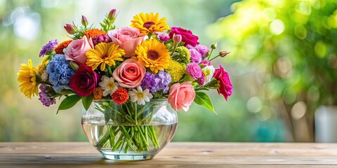 Beautiful arrangement of colorful flowers in a crystal vase, bouquet, vibrant, blossoms, floral, decoration, arrangement