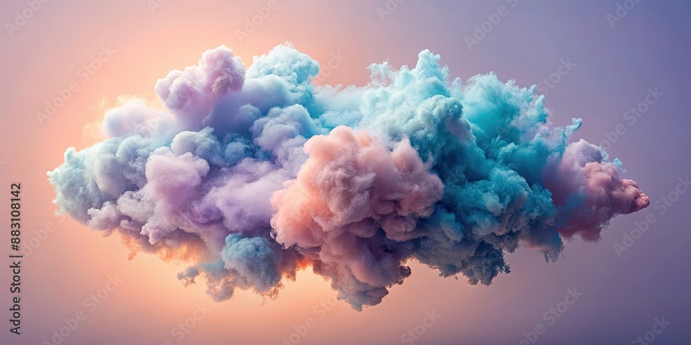 Sticker azure clouds of smoke floating amidst a dreamy tapestry of soft peach and muted lavender , smoke, cl