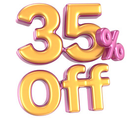 Number 35 Percent Off 3D Render